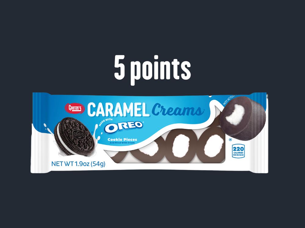 20 points Oreo Caramel Creams 3.2 oz. peg bag