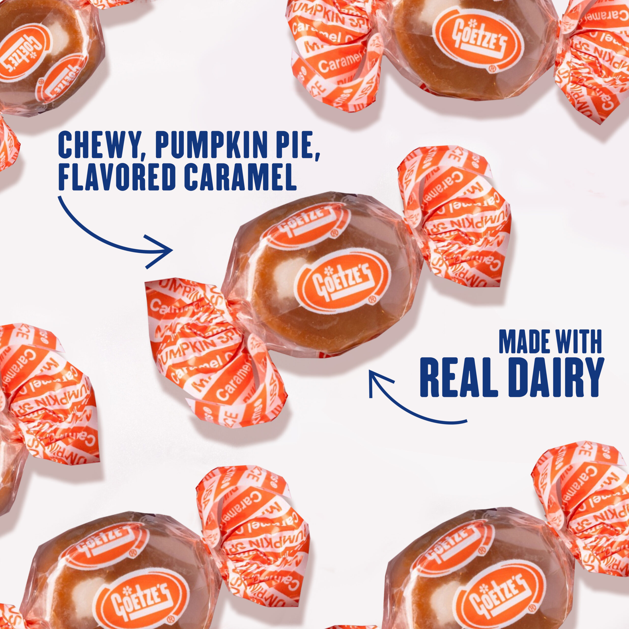 Chewy, pumpkin pie flavored caramel made with real dairy