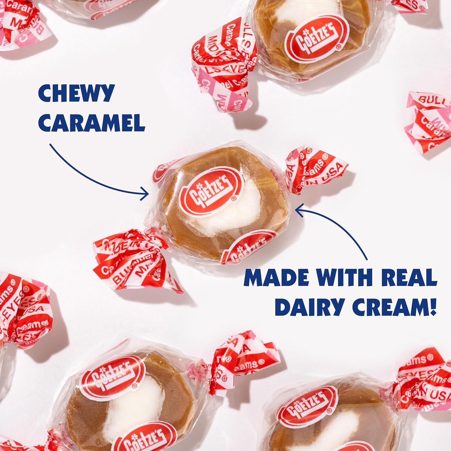 Chewy Caramel 
Made with real Dairy Cream