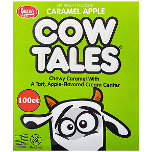 A pack of 100 ct Caramel Apple Cow Tales