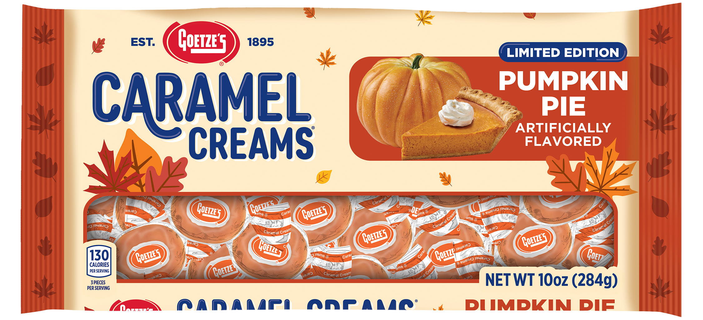 Pumpkin Pie Caramel Creams 10 oz Laydown Bag
