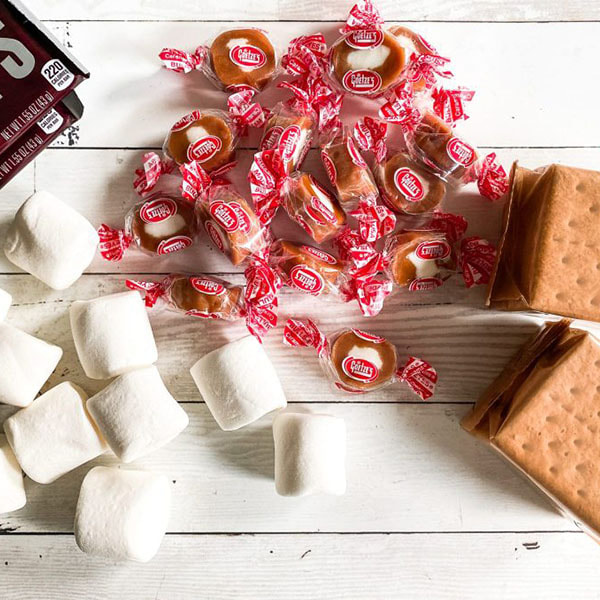 S'mores ingredients with Caramel Creams included